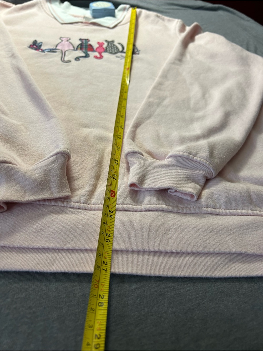 Adrian Delafield Pink Polo-Collar Sweatshirt with Embroidered Cats Grannycore - Picture 5 of 7